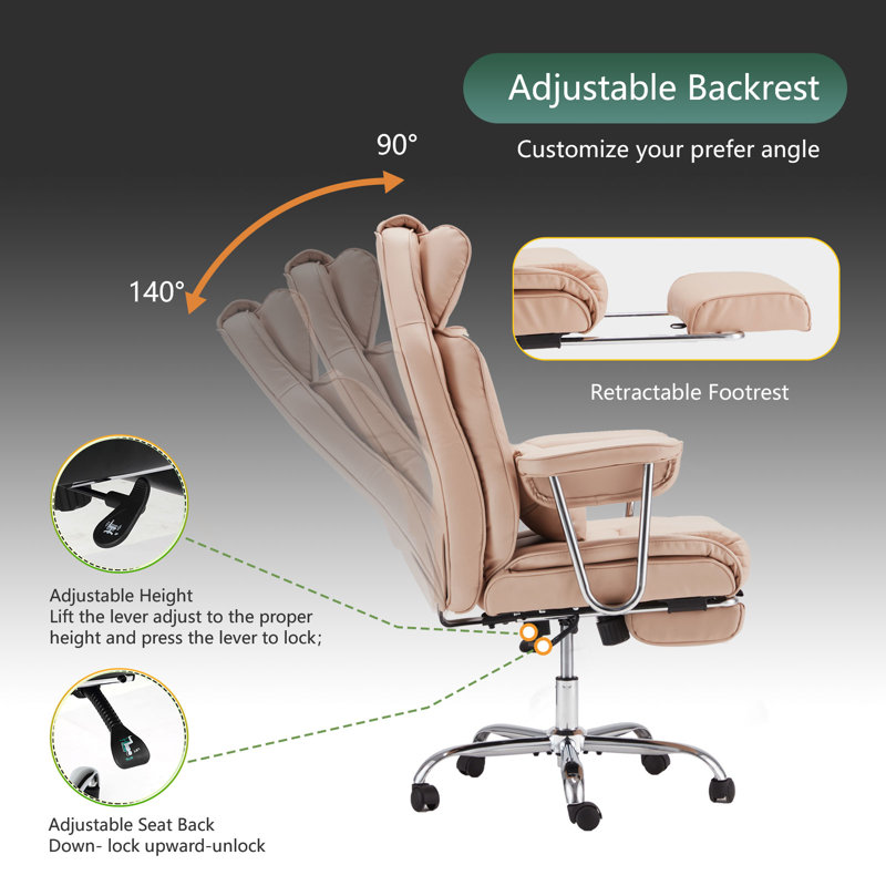 Inbox Zero Maaha 400lbs BIG Ergonomic Executive Chair with Inbox Zero Maaha 400lbs BIG Ergonomic Executive Chair with